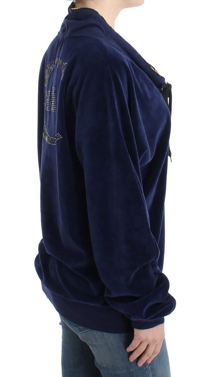 Dark blue velvet cotton sweater
