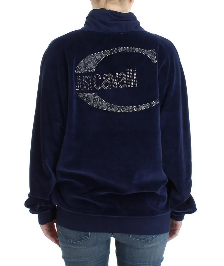 Dark blue velvet cotton sweater