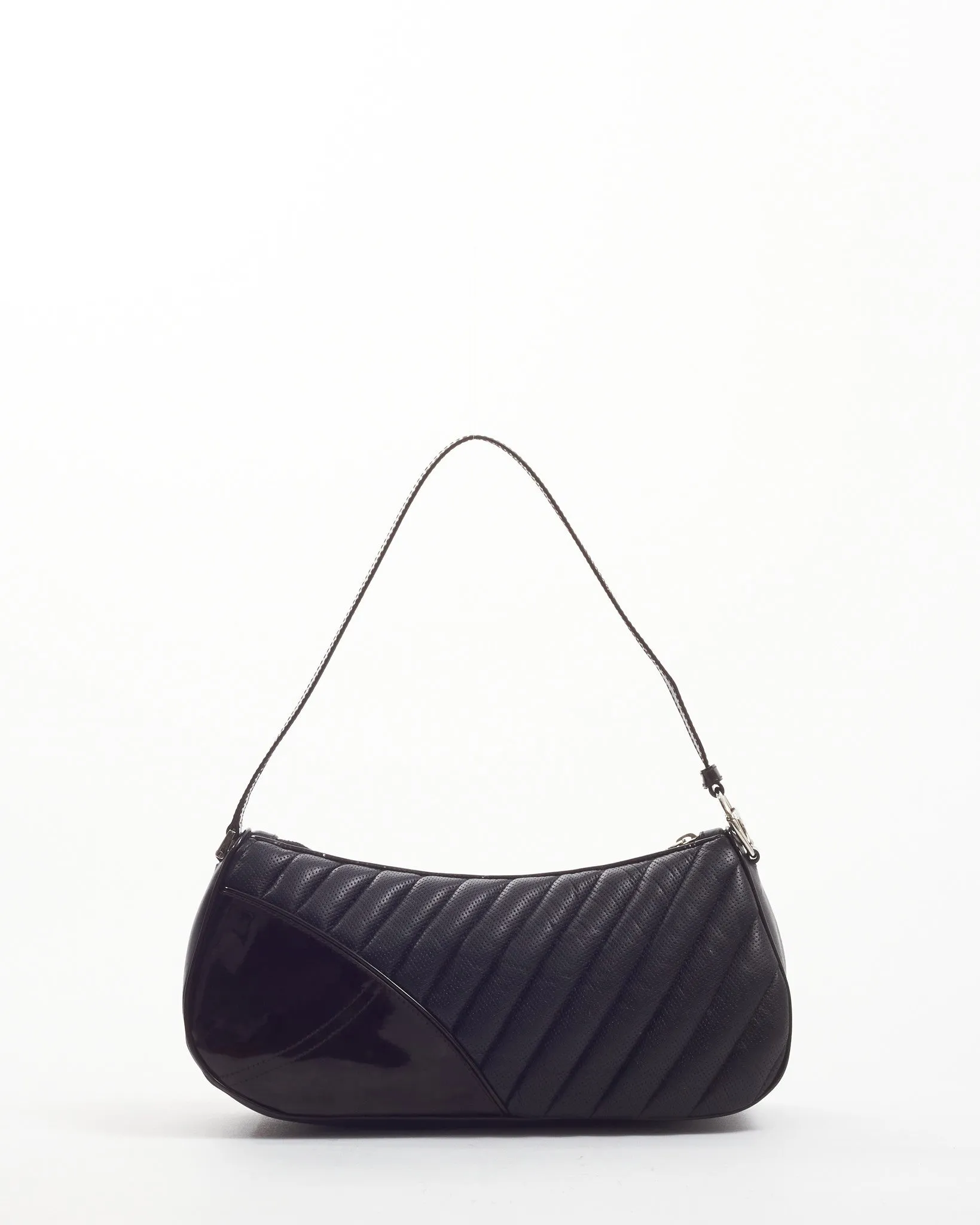 Dior Black Perforated Leather 1947 Montaigne Shoulder Bag
