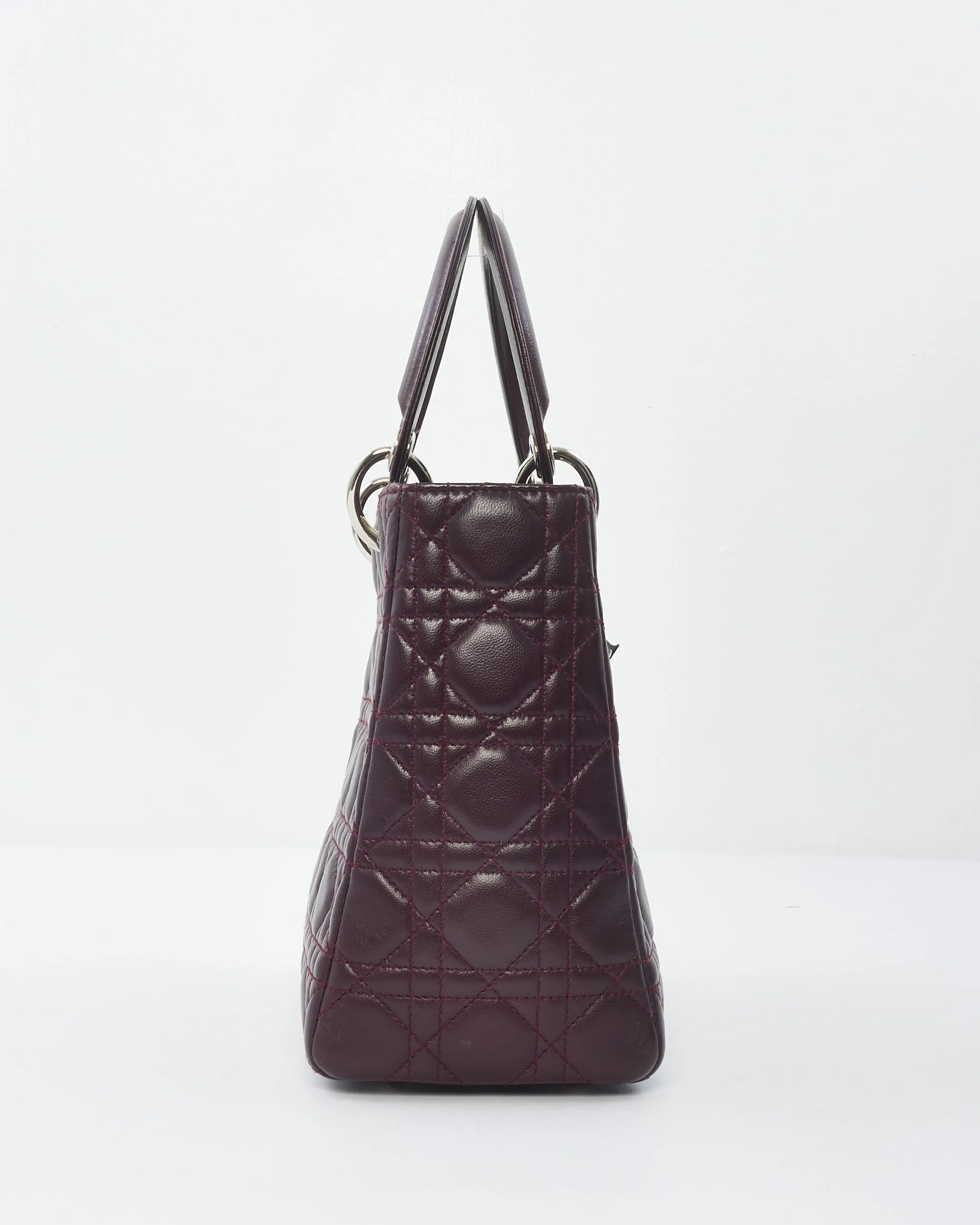 Dior Vintage Burgundy Cannage Leather Medium Lady Dior Bag