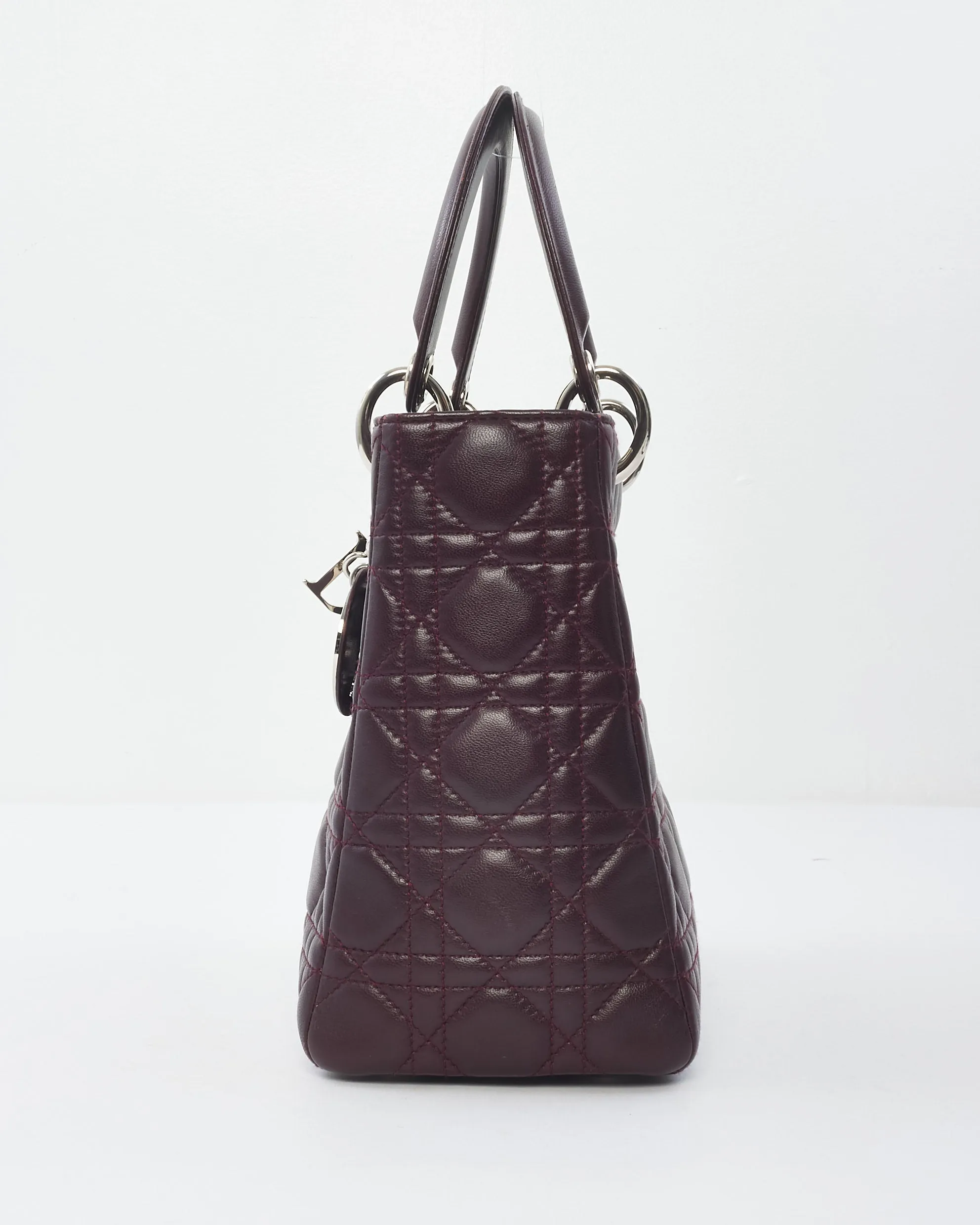 Dior Vintage Burgundy Cannage Leather Medium Lady Dior Bag