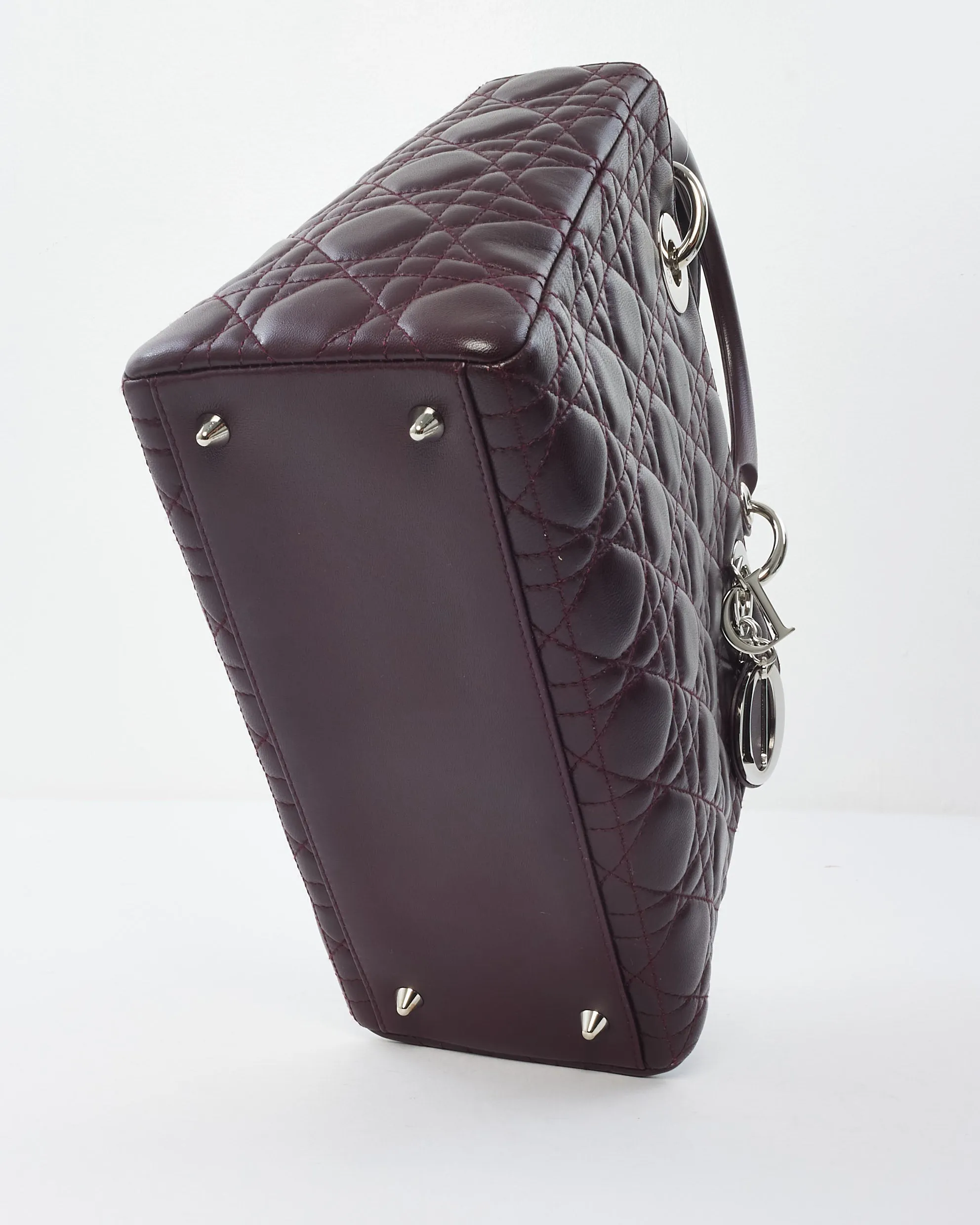 Dior Vintage Burgundy Cannage Leather Medium Lady Dior Bag
