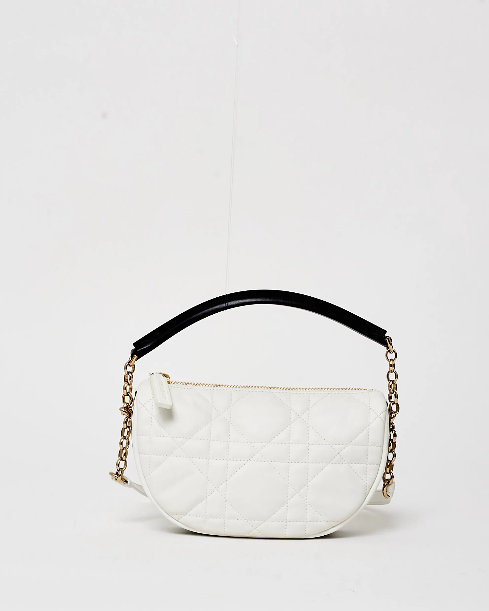 Dior White Cannage Leather Vibe Shoulder Bag W/ Top Handle