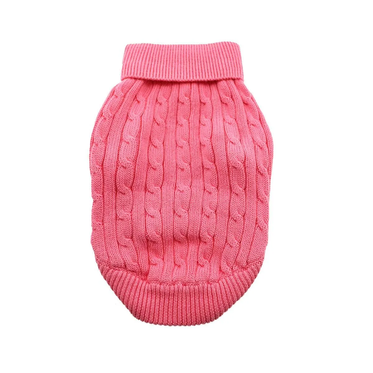 Doggie Design - Combed Cotton Cable Knit Dog Sweater - Candy Pink