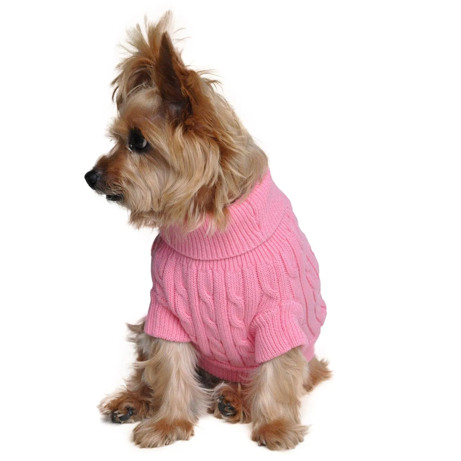 Doggie Design - Combed Cotton Cable Knit Dog Sweater - Candy Pink