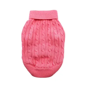 Doggie Design - Combed Cotton Cable Knit Dog Sweater - Candy Pink