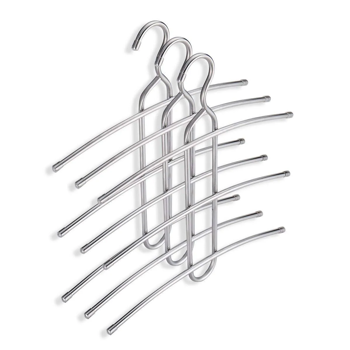 DOIOWN Multipurpose Stainless Steel Closet Hangers Blouses Shirt Dresses Scarf Hangers Organizer (Set of 3, Non-Slip) (3-Pieces)