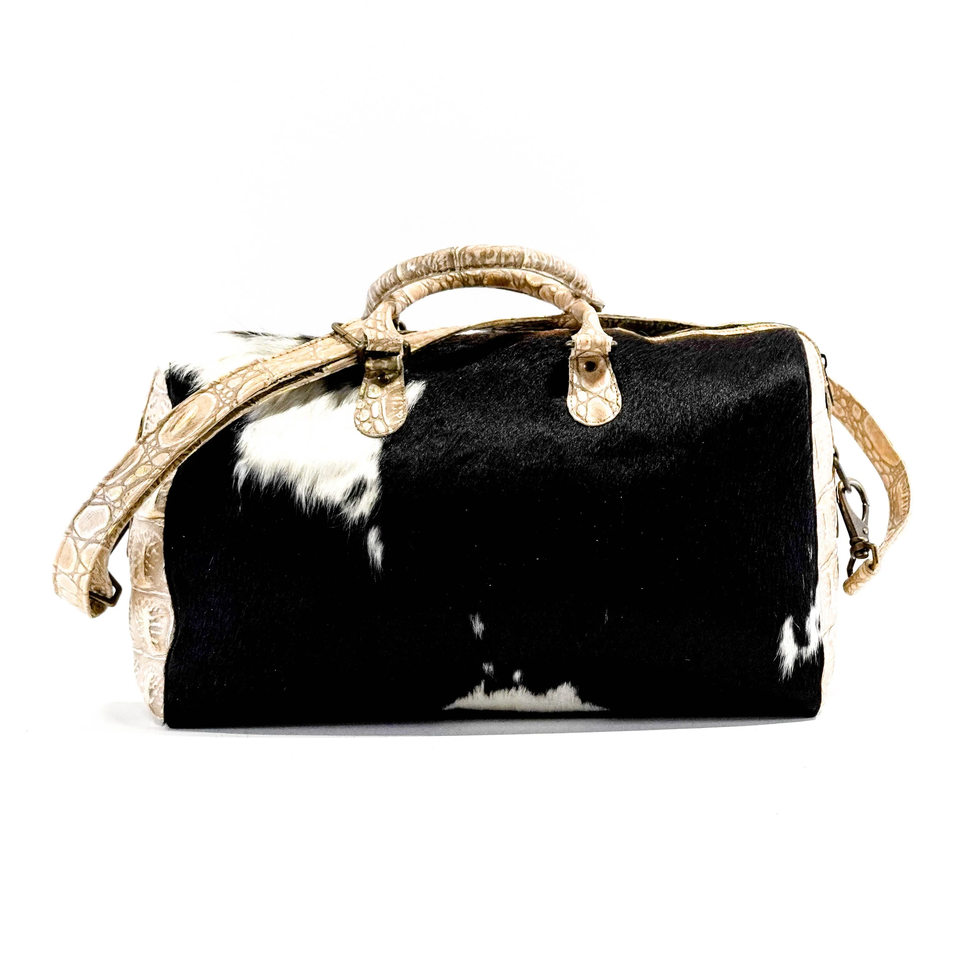 Duffel - Black & White w/ Ivory Jumbo Croc