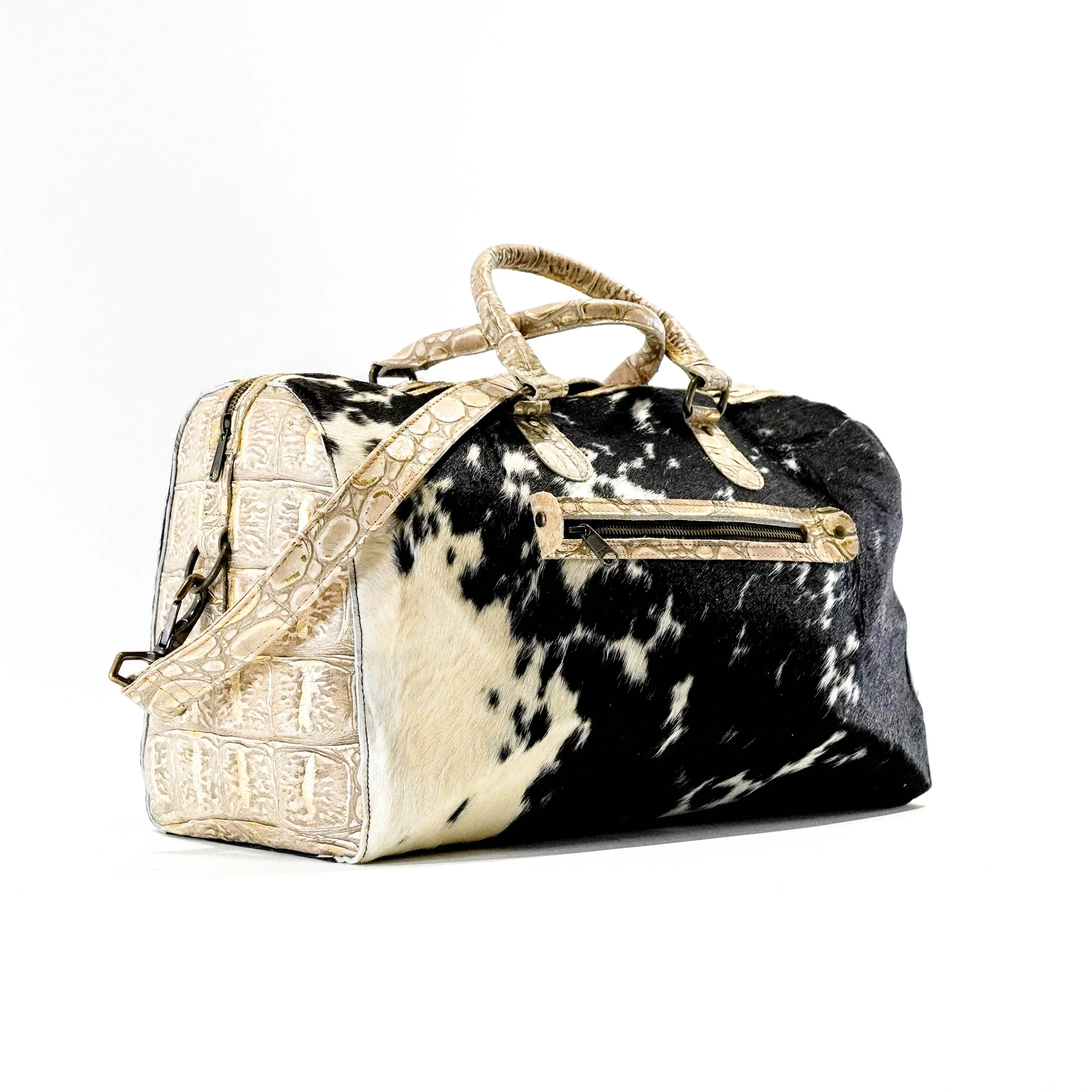 Duffel - Black & White w/ Ivory Jumbo Croc