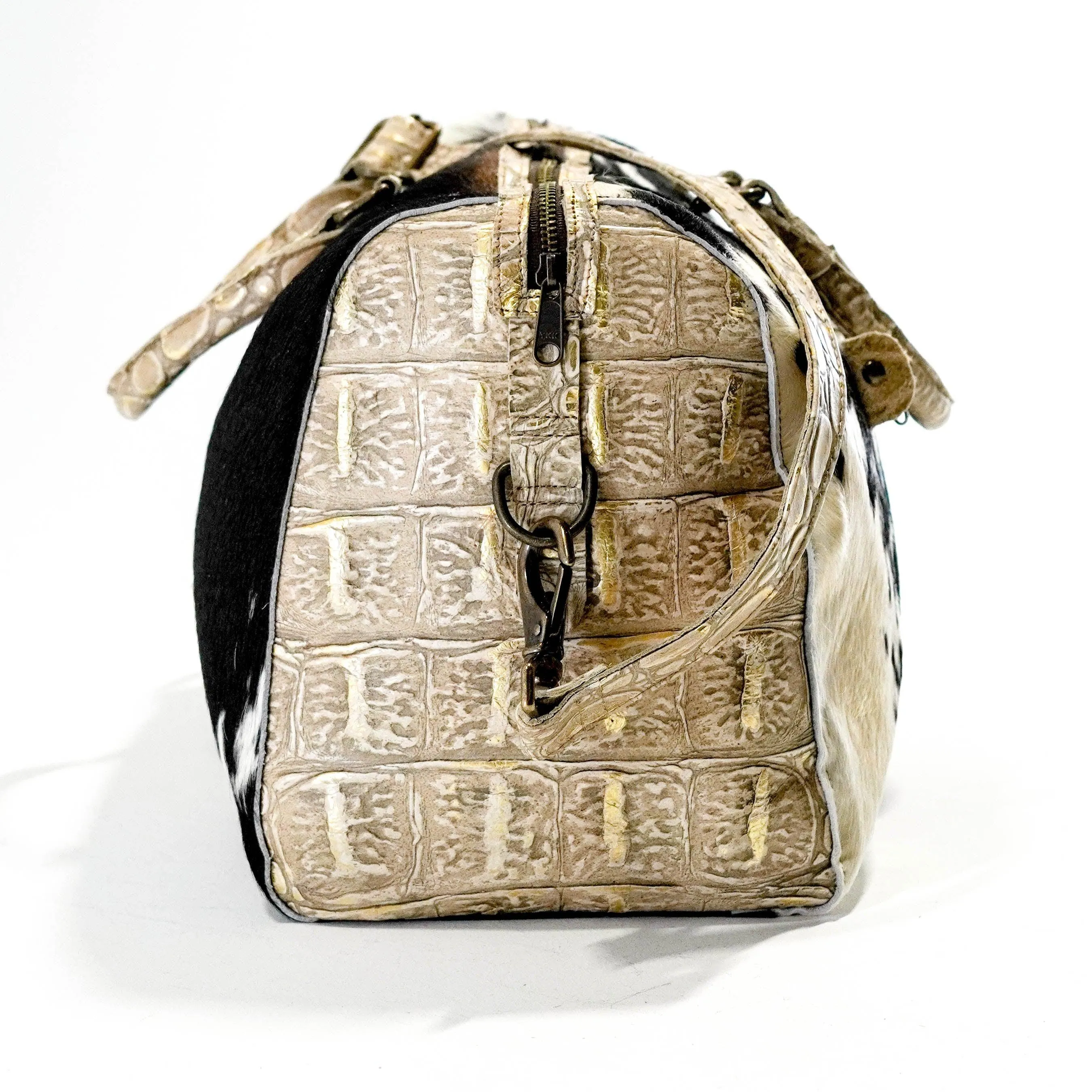 Duffel - Black & White w/ Ivory Jumbo Croc