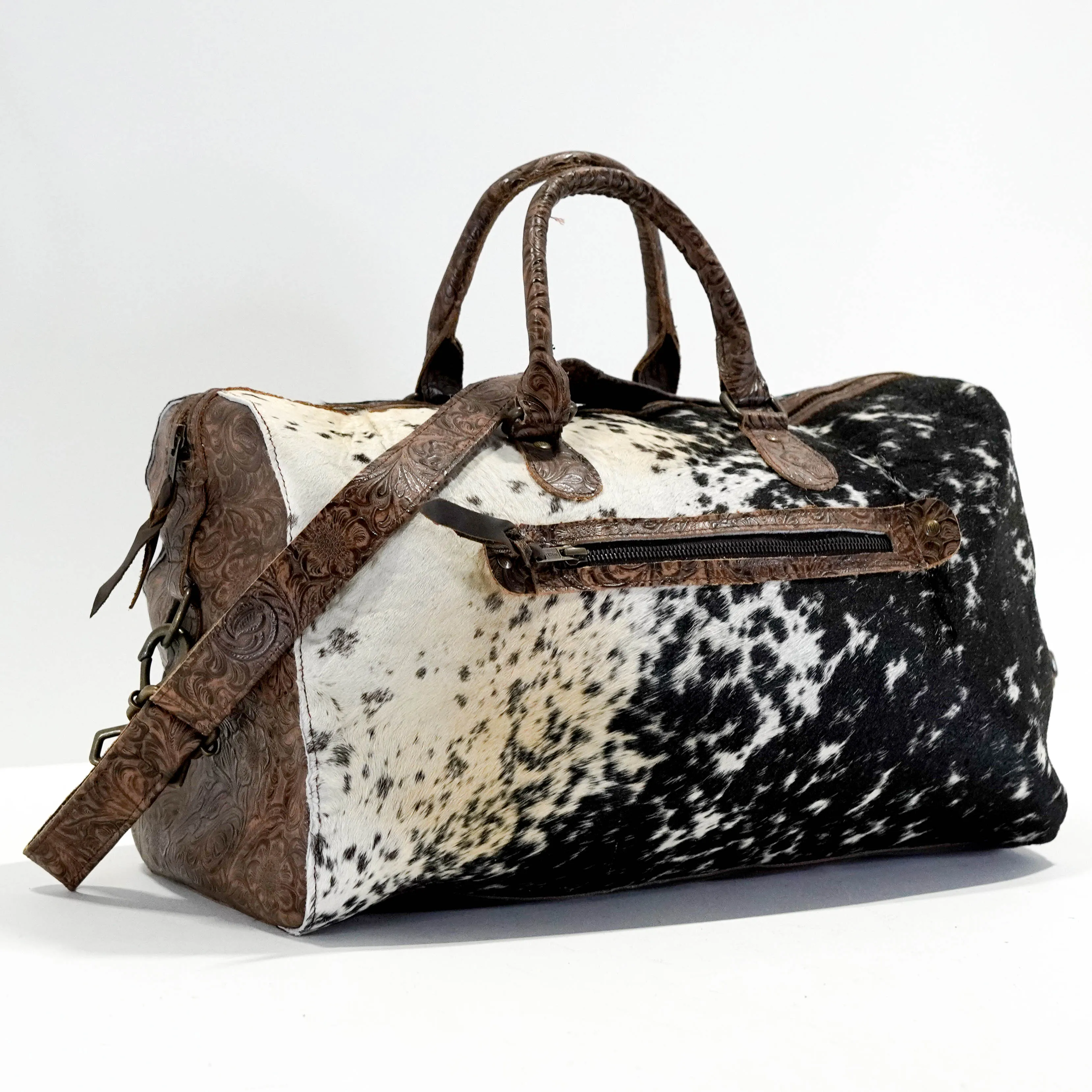 Duffel - Black & White w/ Mocha Wildflower