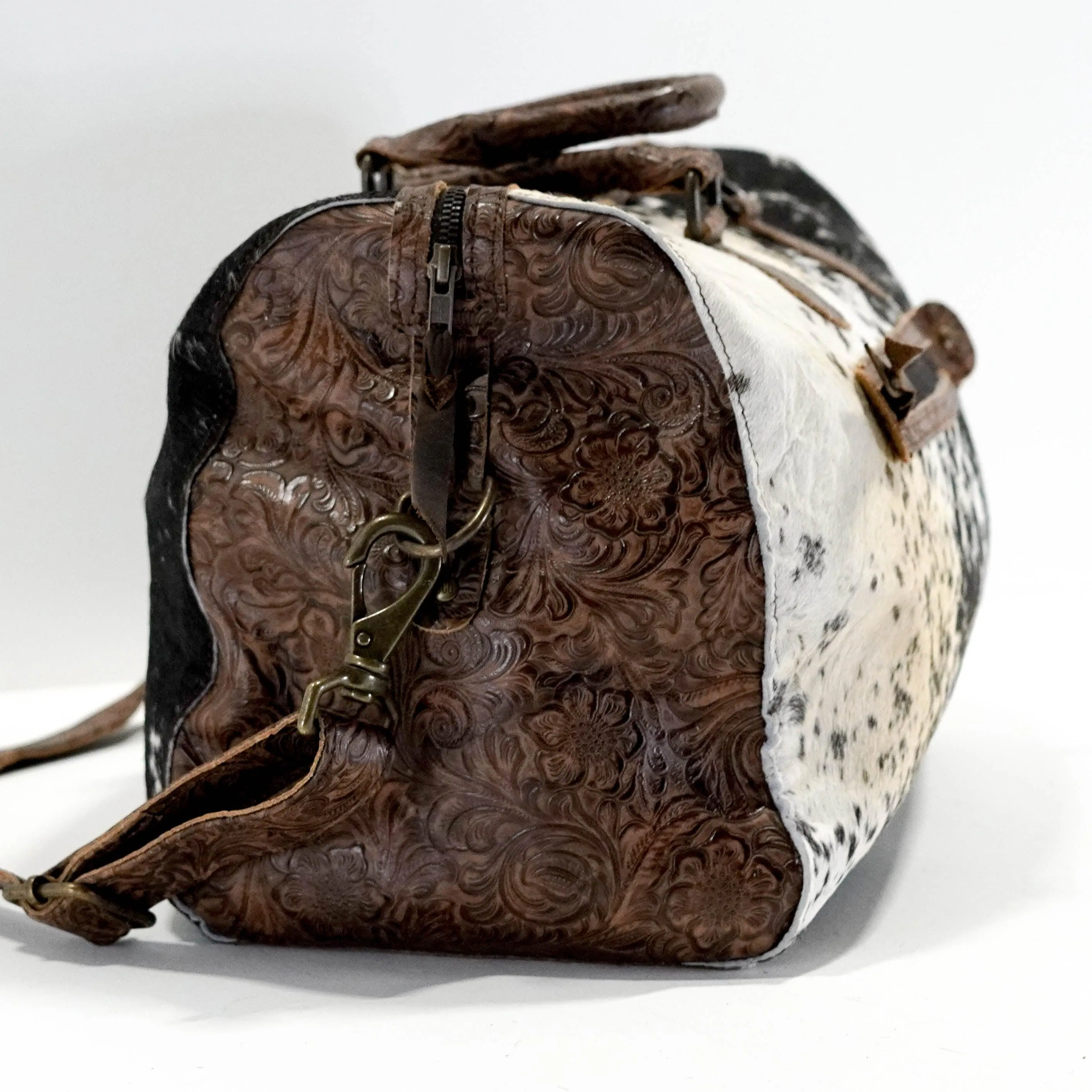 Duffel - Black & White w/ Mocha Wildflower
