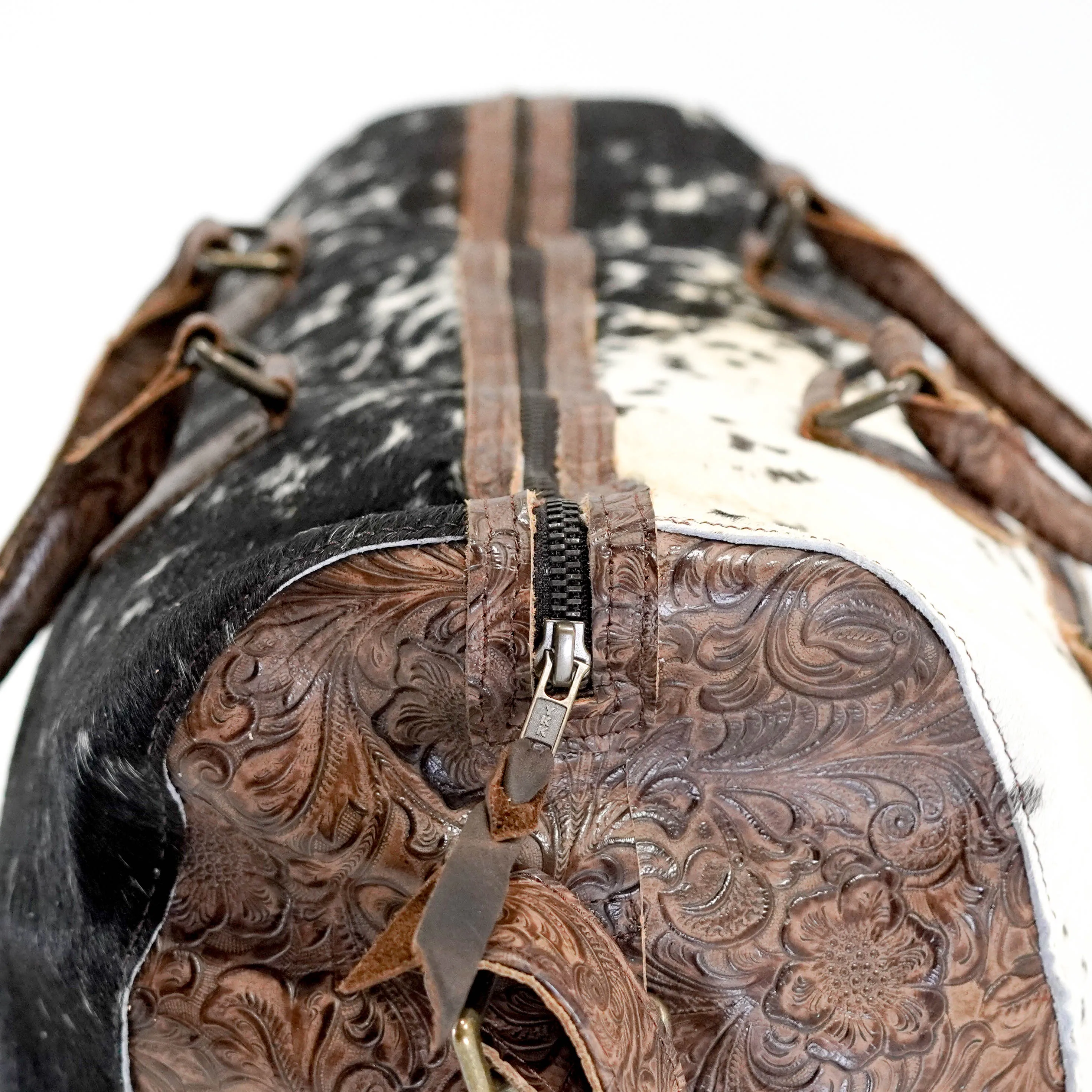 Duffel - Black & White w/ Mocha Wildflower