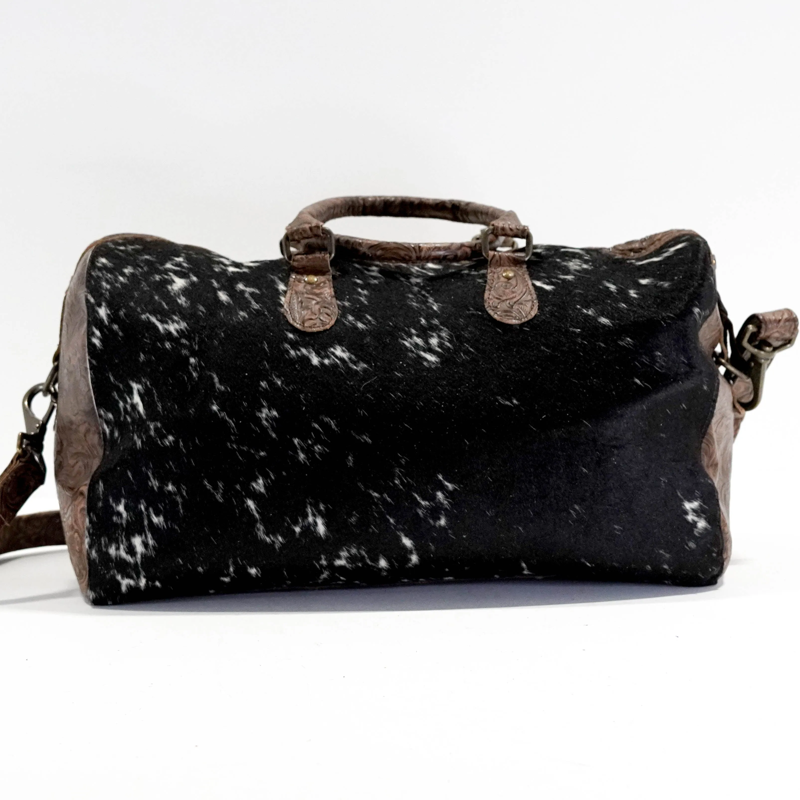 Duffel - Black & White w/ Mocha Wildflower