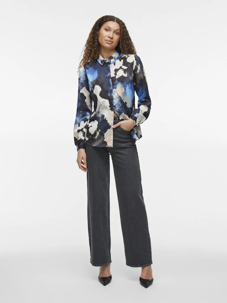 Ellette Satin Long Sleeve Blouse | Navy Blazer