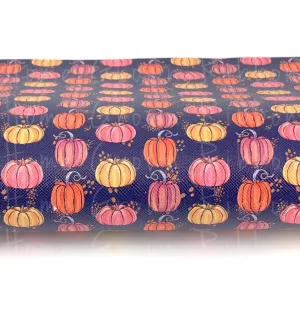 Fall Pumpkins on Navy Synthetic Sheet