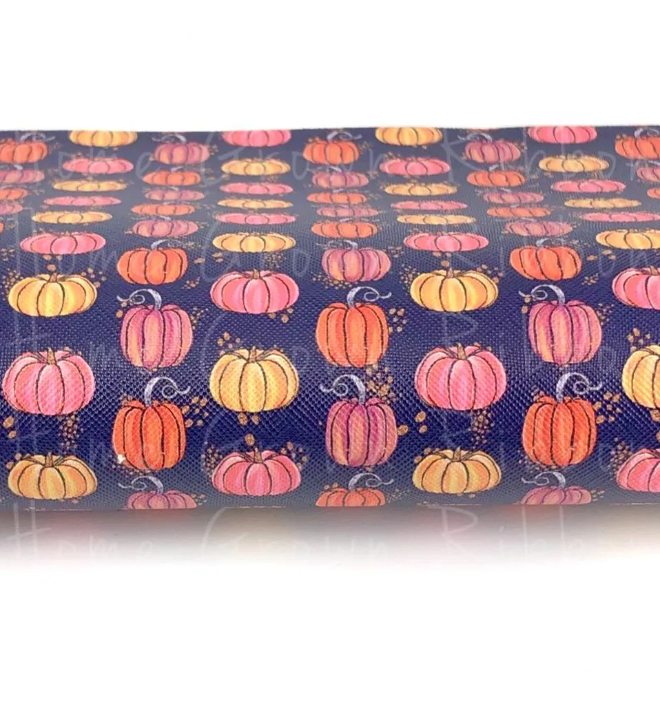 Fall Pumpkins on Navy Synthetic Sheet
