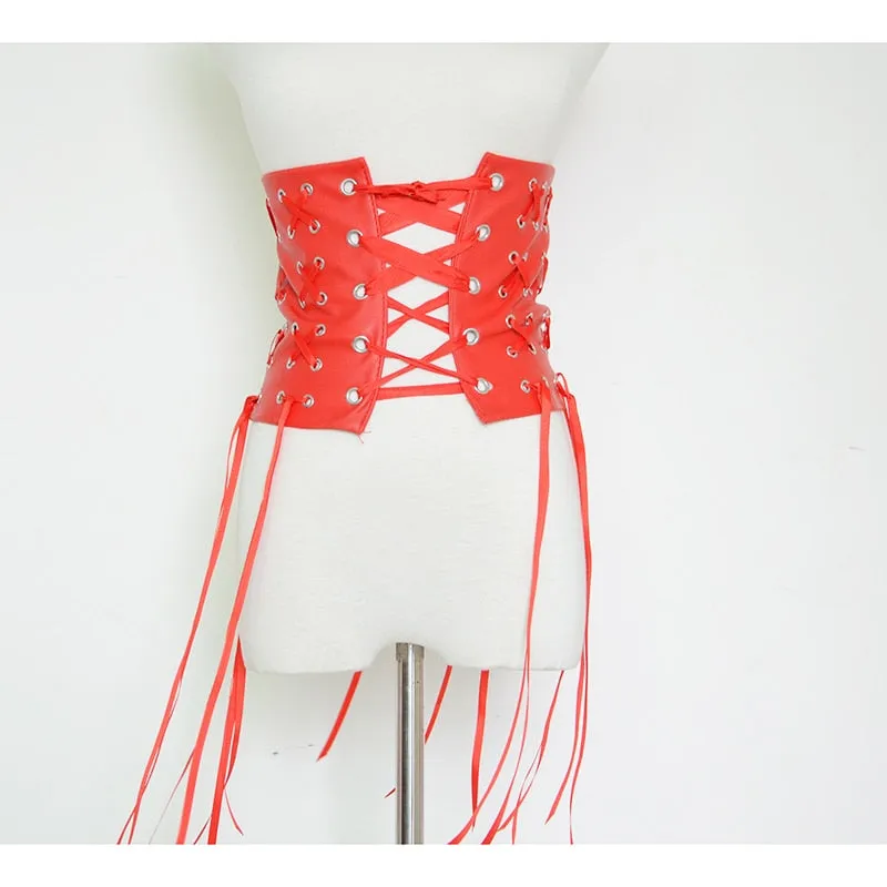 Fantastic Long Fringe Belt Black Leather