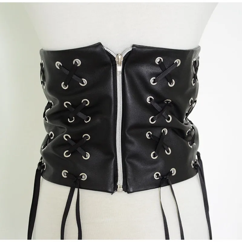 Fantastic Long Fringe Belt Black Leather