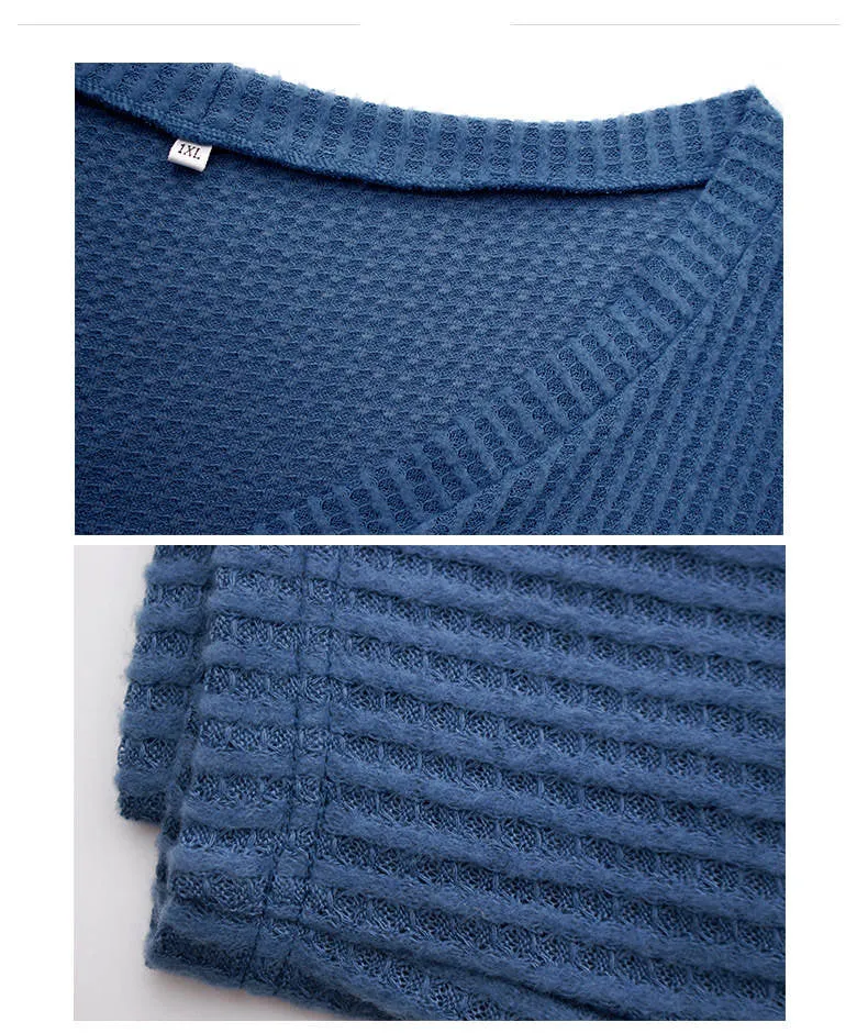 Fat Mm Autumn and Winter V-neck Long-sleeved Sweater Long Shirt