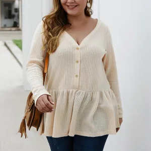 Fat Mm Autumn and Winter V-neck Long-sleeved Sweater Long Shirt