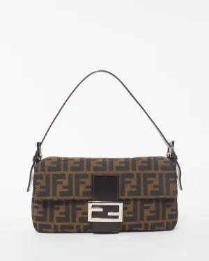 Fendi Brown Canvas Zucca Print Baguette Shoulder Bag