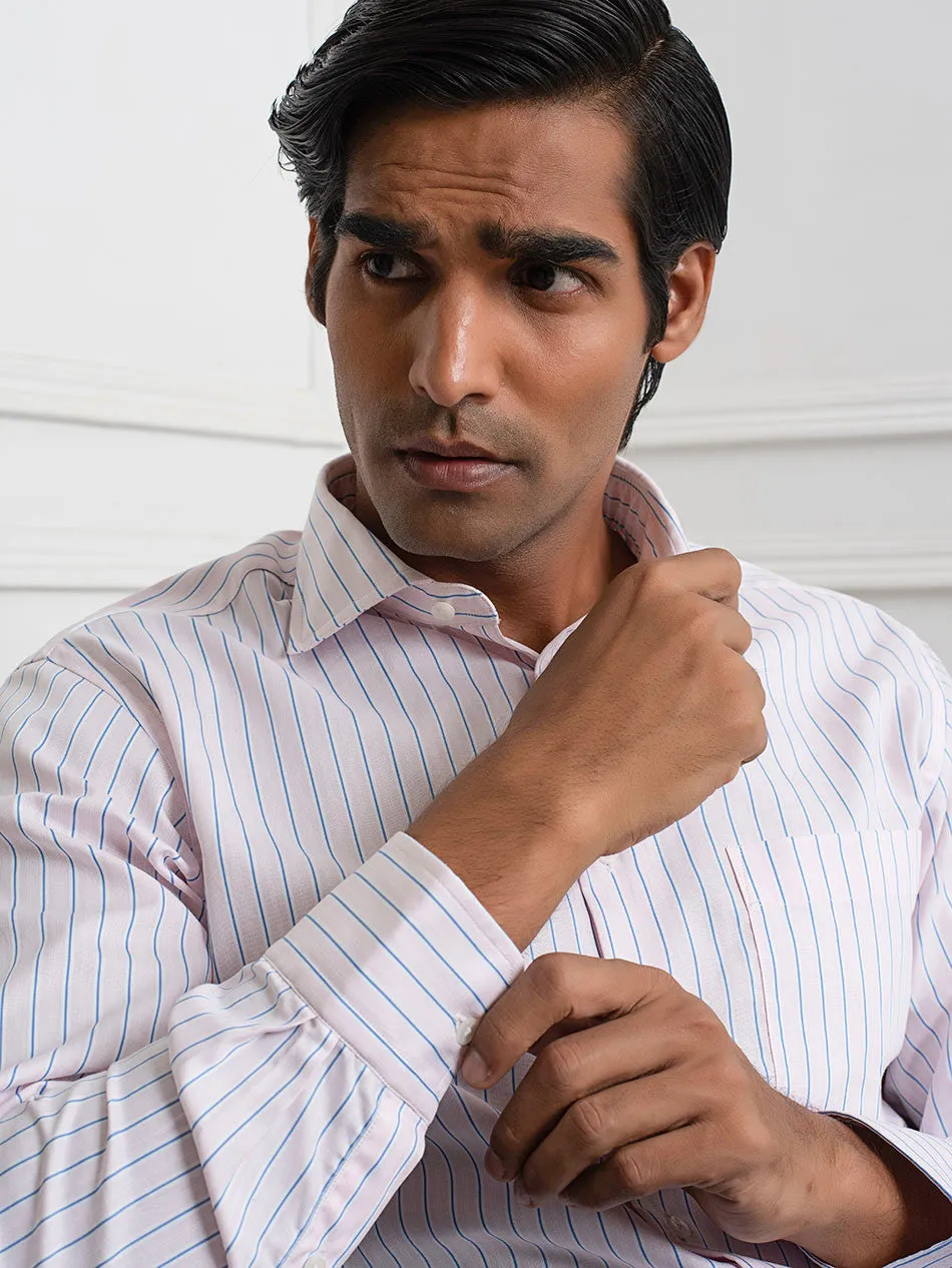 FINE 70s PINK BLUE STRIPE SHIRT