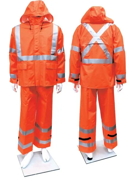FlexArc 10 oz Waterproof Flame-Resistant Orange Rain Jacket for Safety Professionals - Detachable Hood & Adjustable Cuffs