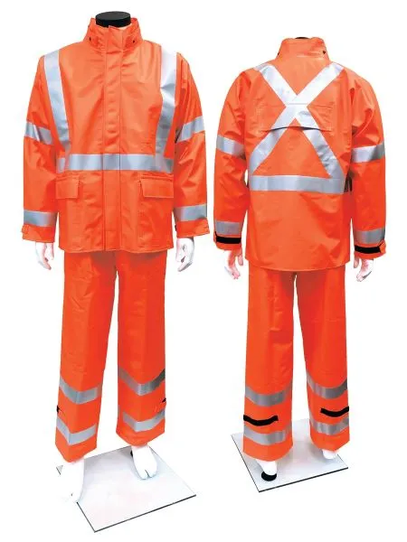 FlexArc 10 oz Waterproof Flame-Resistant Orange Rain Jacket for Safety Professionals - Detachable Hood & Adjustable Cuffs
