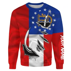 GA Fishing Fish Hook Georgia Flag Custom All over print Sweatshirt personalized fishing gifts - HPW38