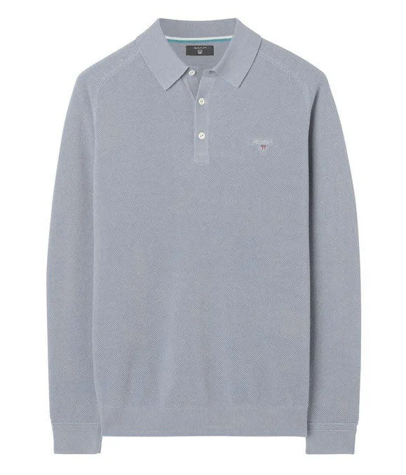 GANT Men's Grey Melange Cotton Pique Rugger Polo 8000040 Size Medium