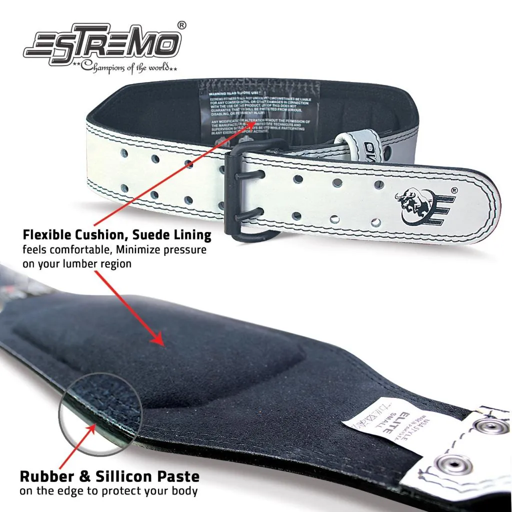 Genuine Leather Weightlifting Belt 4" Wide White