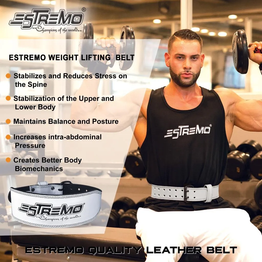 Genuine Leather Weightlifting Belt 4" Wide White