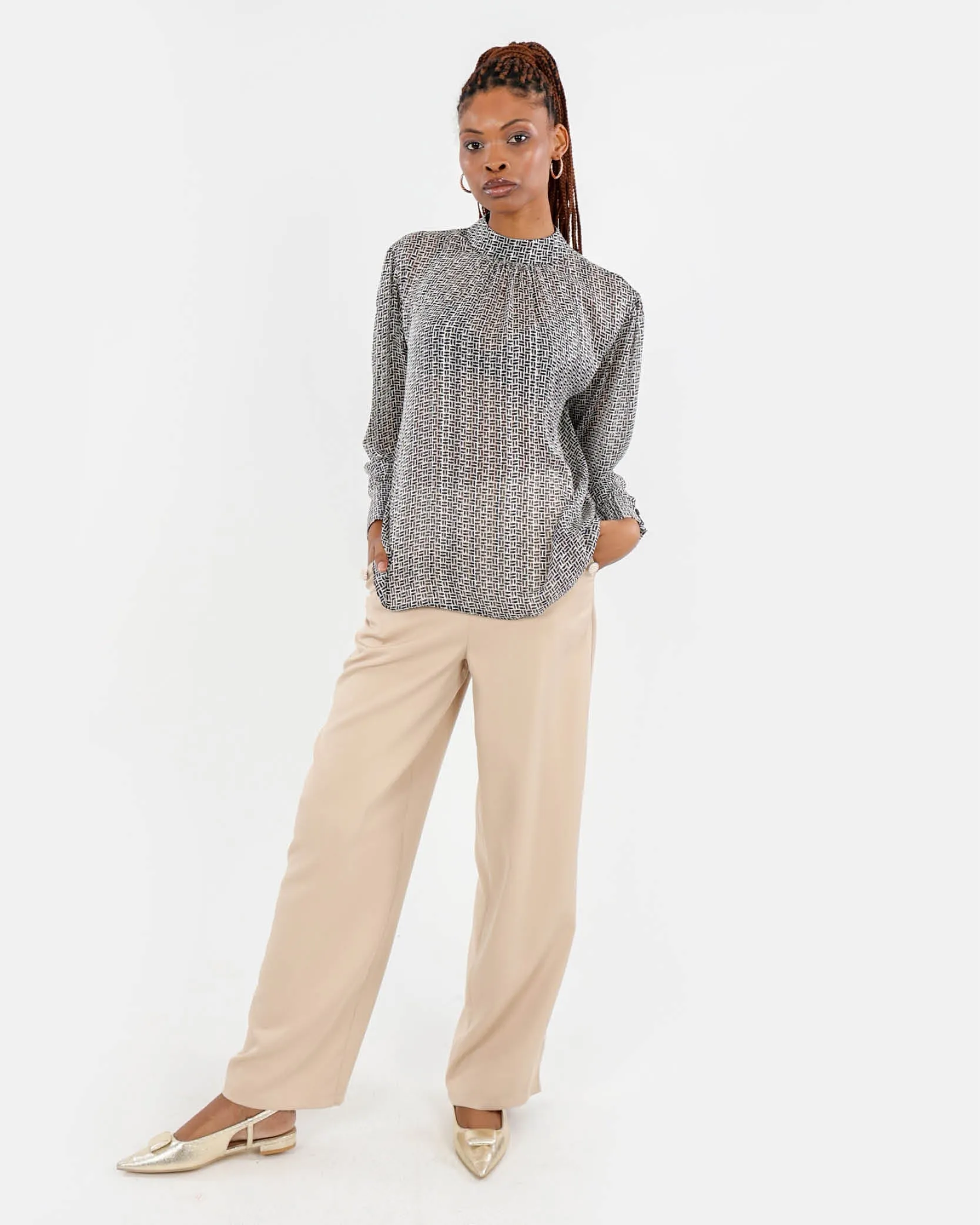 Geometric Print Blouse