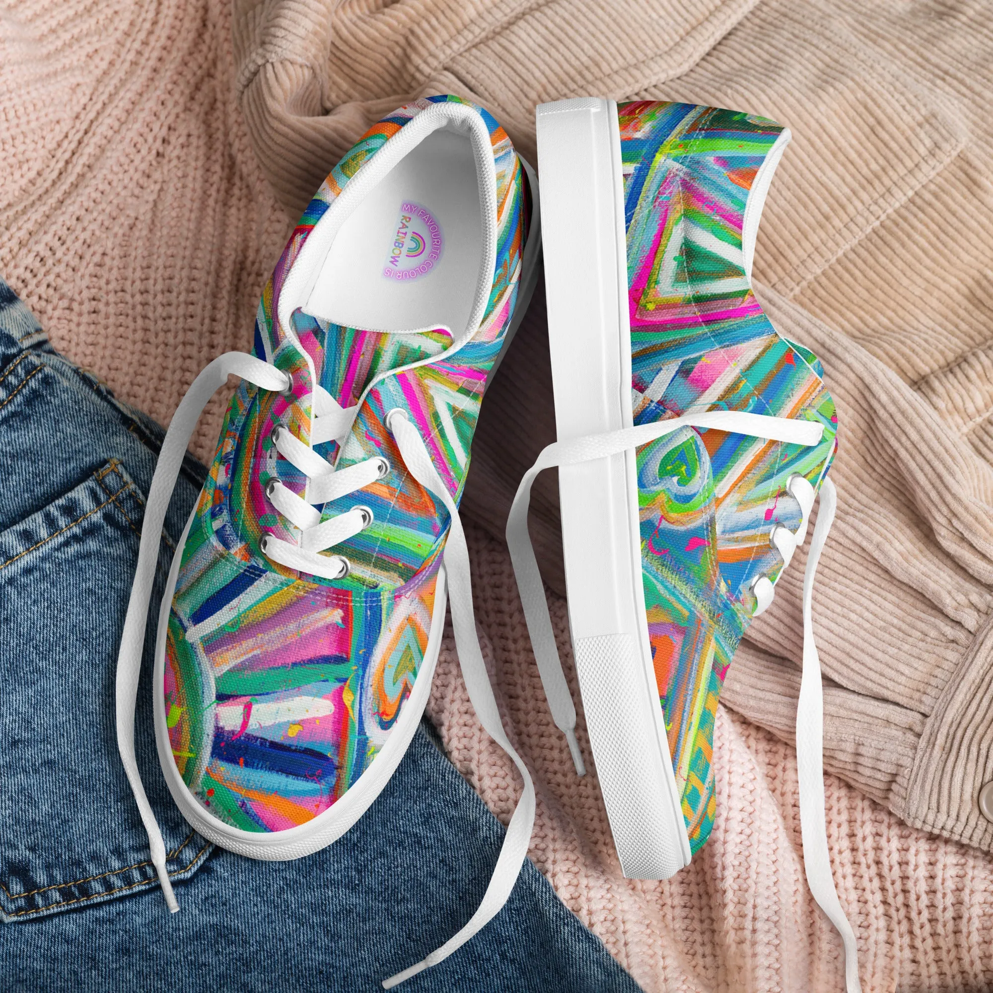 Geometric Rainbow Canvas Sneakers