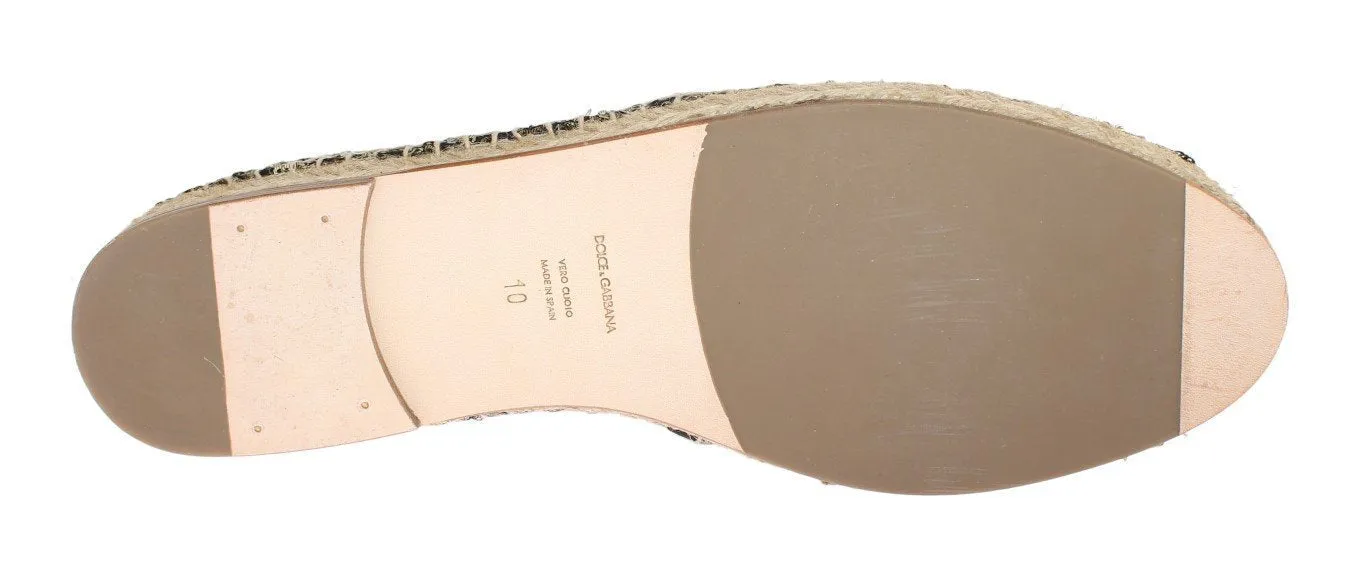 Gold Sequined Logo Loafers Espadrilles