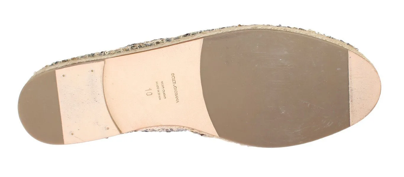 Gold Silver Sequined Logo Espadrilles