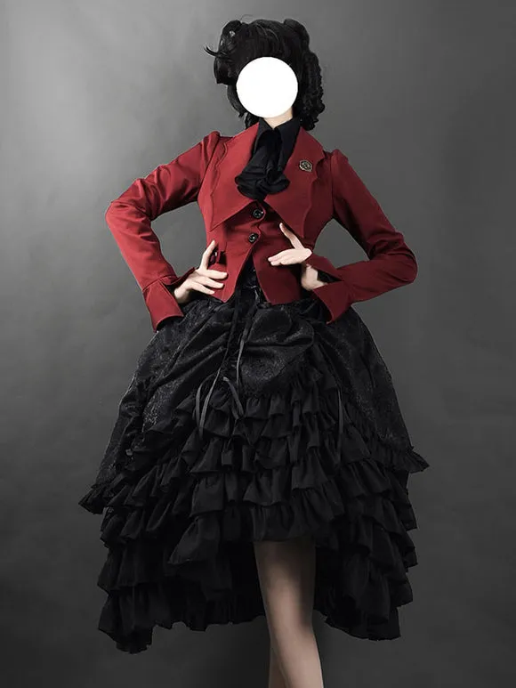 Gothic Ouji Lolita Blouses White Long Sleeves Lolita Top Ruffles Lolita Shirt