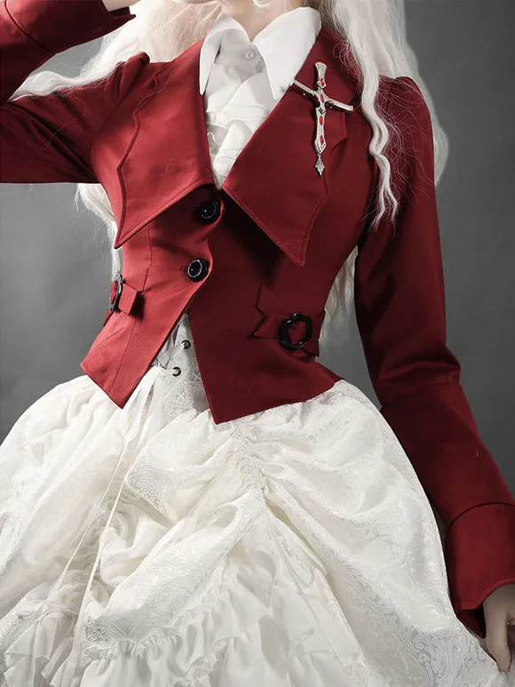 Gothic Ouji Lolita Blouses White Long Sleeves Lolita Top Ruffles Lolita Shirt