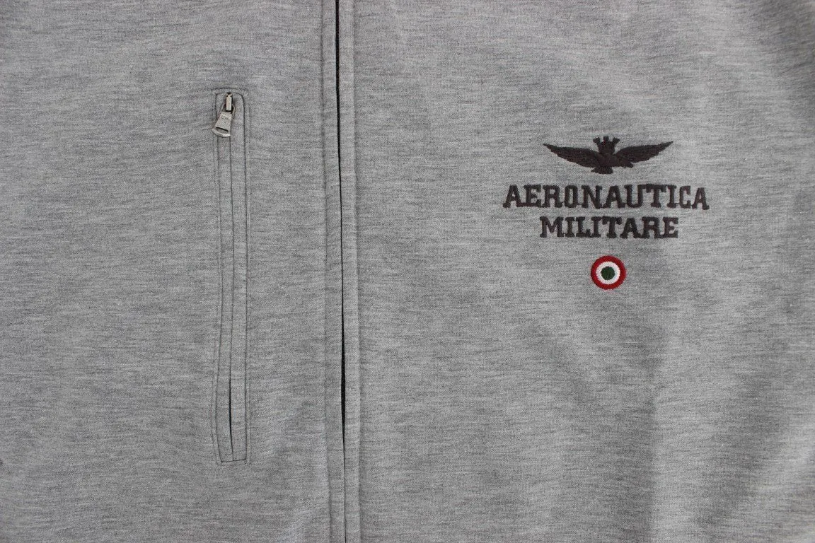 Gray Cotton Stretch Full Zipper Sweater