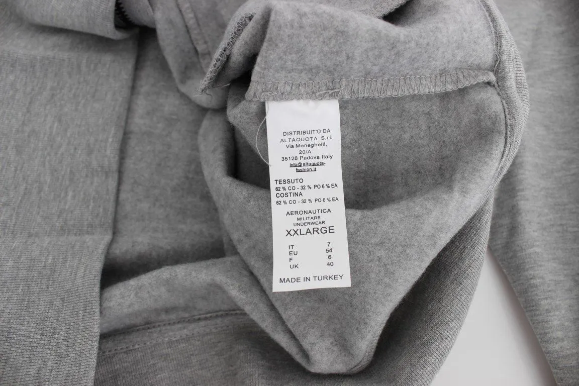 Gray Cotton Stretch Full Zipper Sweater