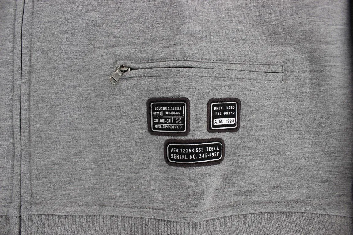 Gray Cotton Stretch Full Zipper Sweater
