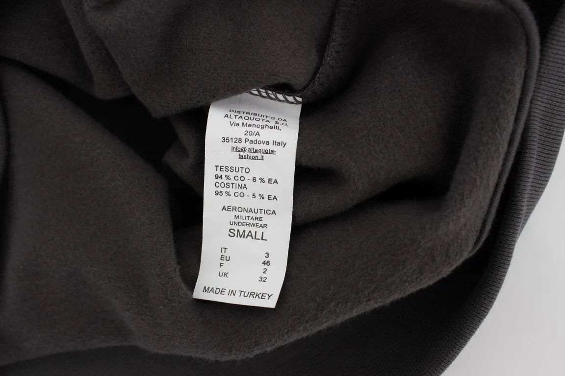 Gray Cotton Stretch Half Zipper Sweater