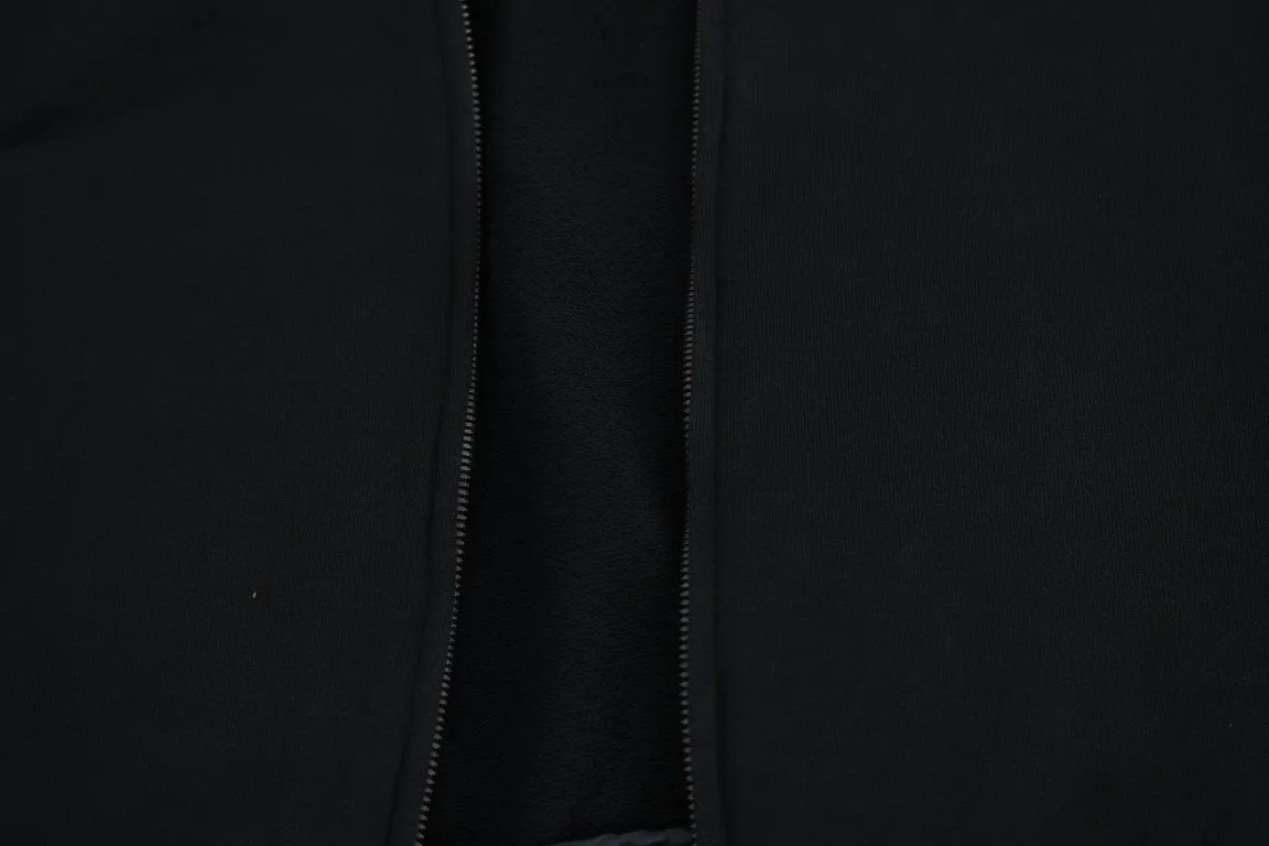 Gray Cotton Sweater Hooded Zipper