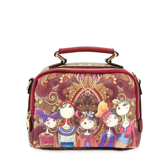 Green Cartoon Shoulder Handbag
