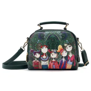 Green Cartoon Shoulder Handbag