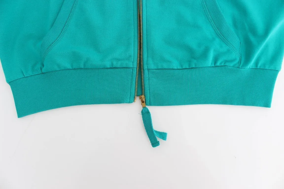 Green zipup cotton sweatshirt