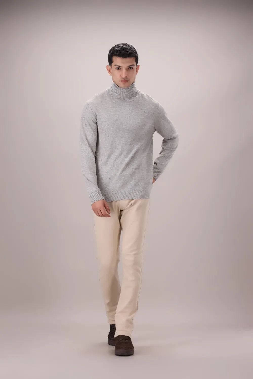Grey Cotton Knit Sweatshirt