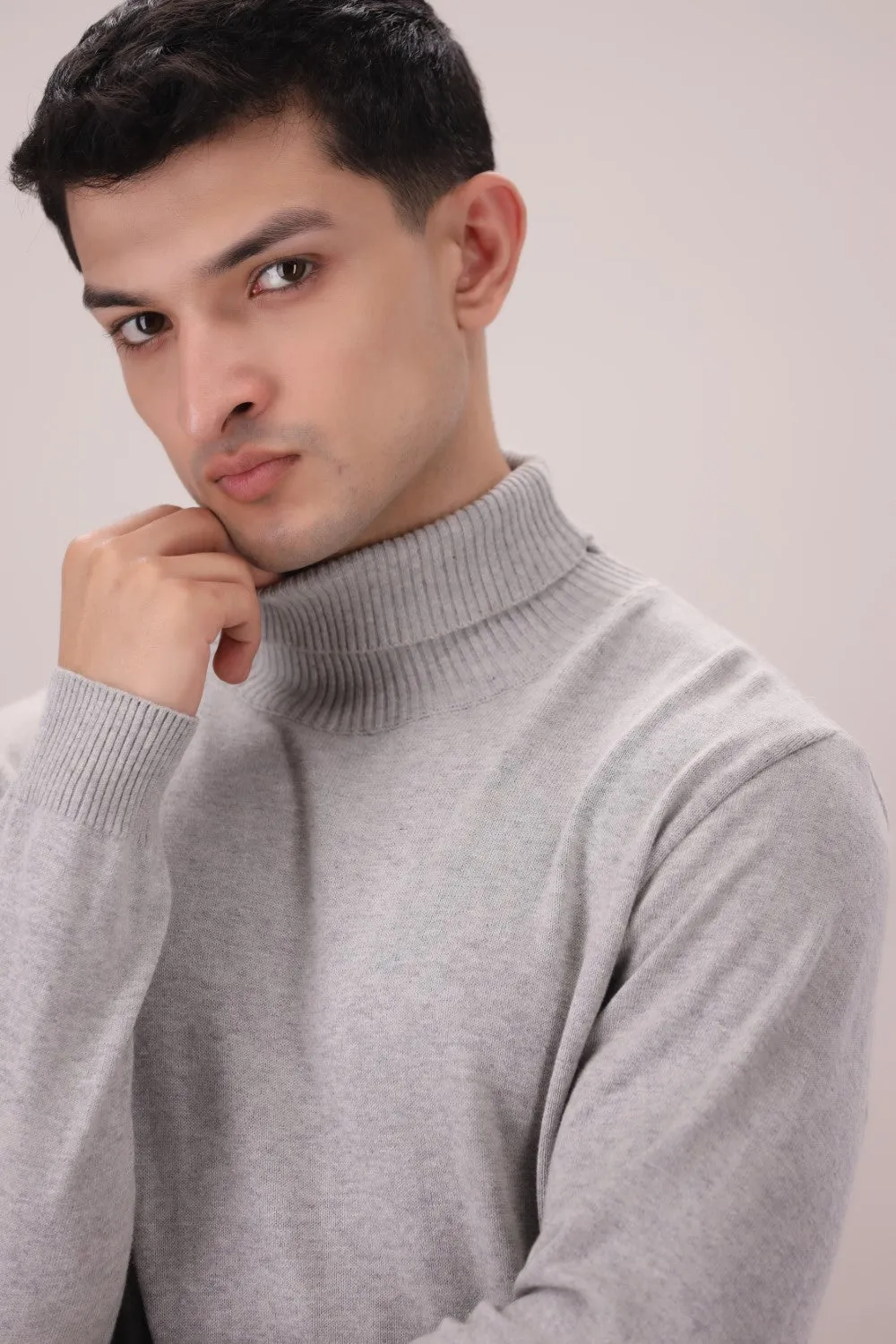 Grey Cotton Knit Sweatshirt