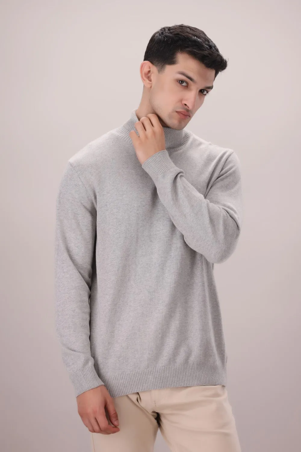 Grey Cotton Knit Sweatshirt